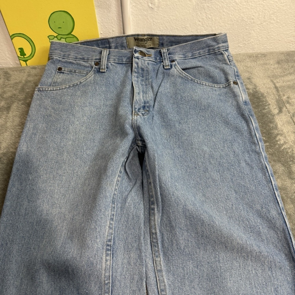 VTG Y2K Wrangler Straight Fit Lightwash Denim Jeans Mens 32x34 Western Indie - Picture 3 of 11